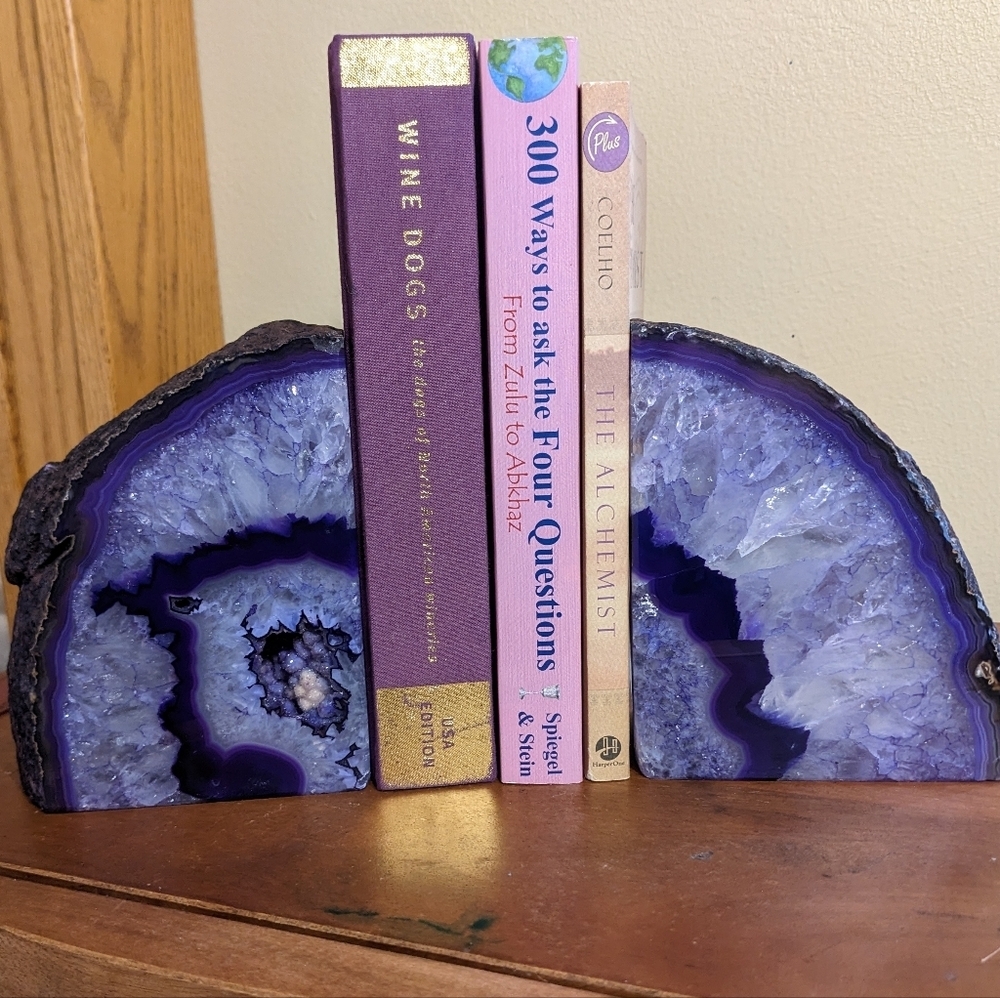Purple Agate Geode Sections Bookends 2pcs, Large w/ Lots of Sparkly Druzy! - Picture 13 of 13